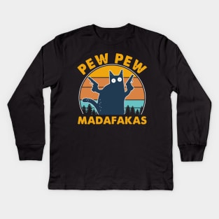 Cat Pew Pew Madafakas Vintage Kids Long Sleeve T-Shirt